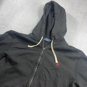 Polo Ralph Lauren Hoodie Mens XL Black Full Zip Waffle Thermal Lined Double Knit